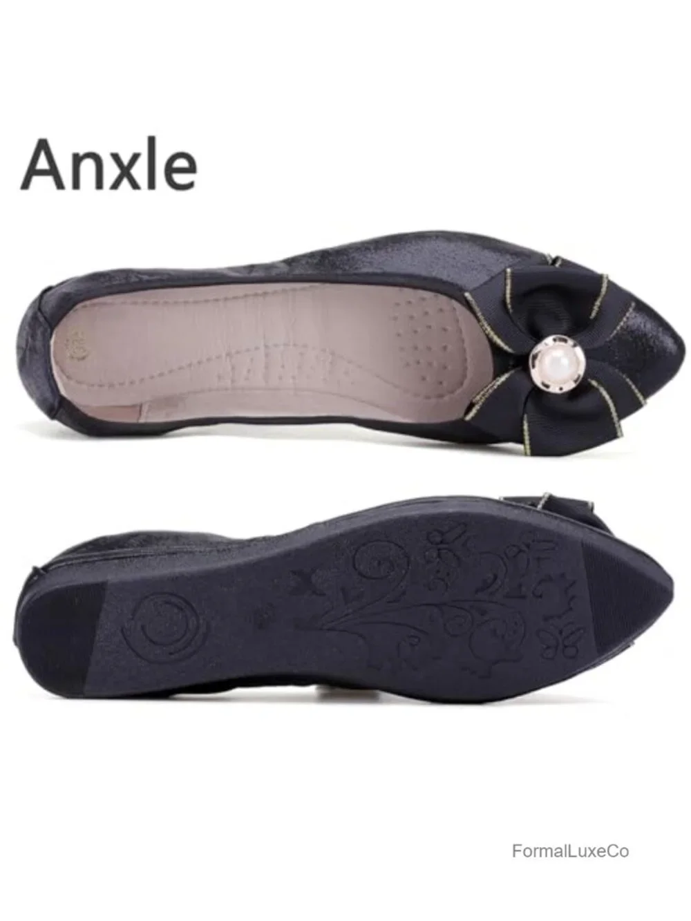 Foldable Ballet Flats Bling Rhinestone Pointed Toe Slip On Walk Work Loafers